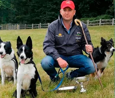 Kevin Evans con sus Border Collies